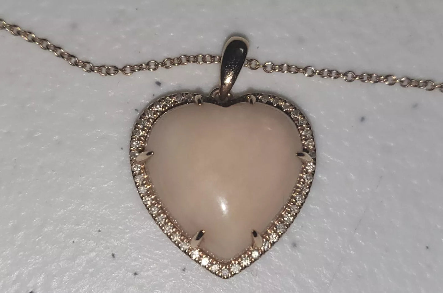 10-9/10ct Pink Opal & 1/5ct t.w. Diamond Pendant with 18" 14k Rose Gold Necklace